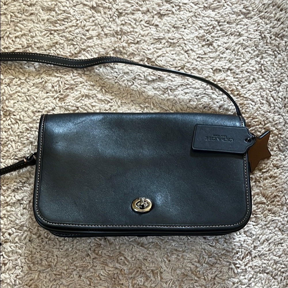 Coach Black dinky convertible clutch crossbody bag